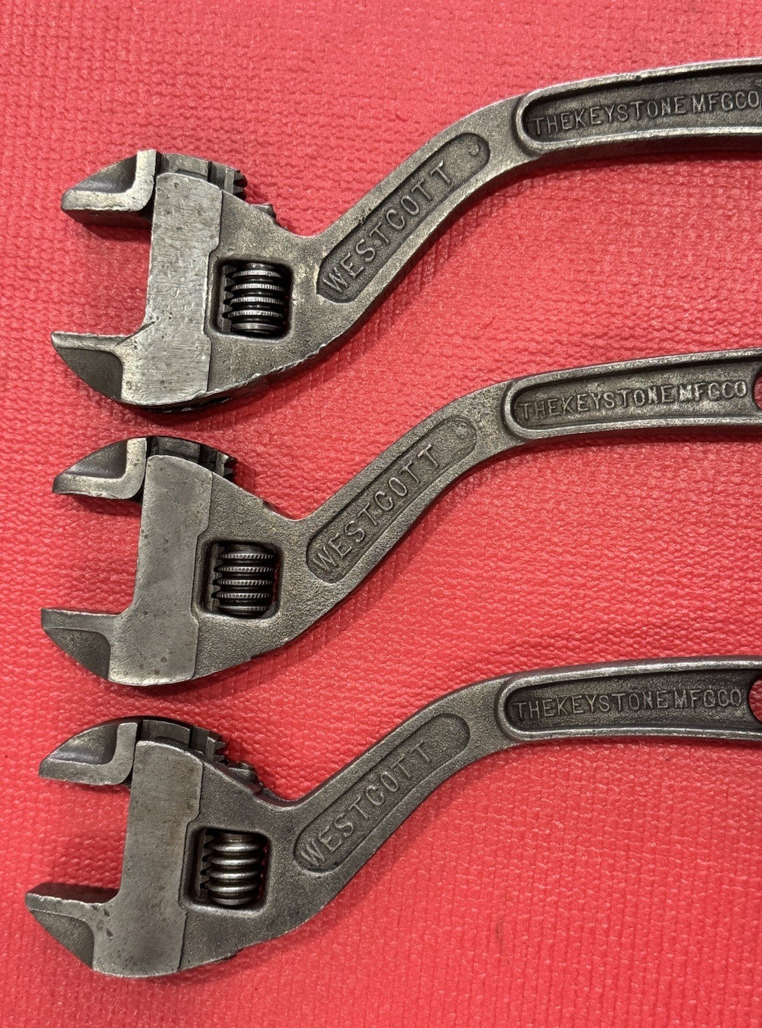 Westcott 10” No. 80 Adjustable Wrench Curved Handle Keystone MFG Buffalo 3pc Lot