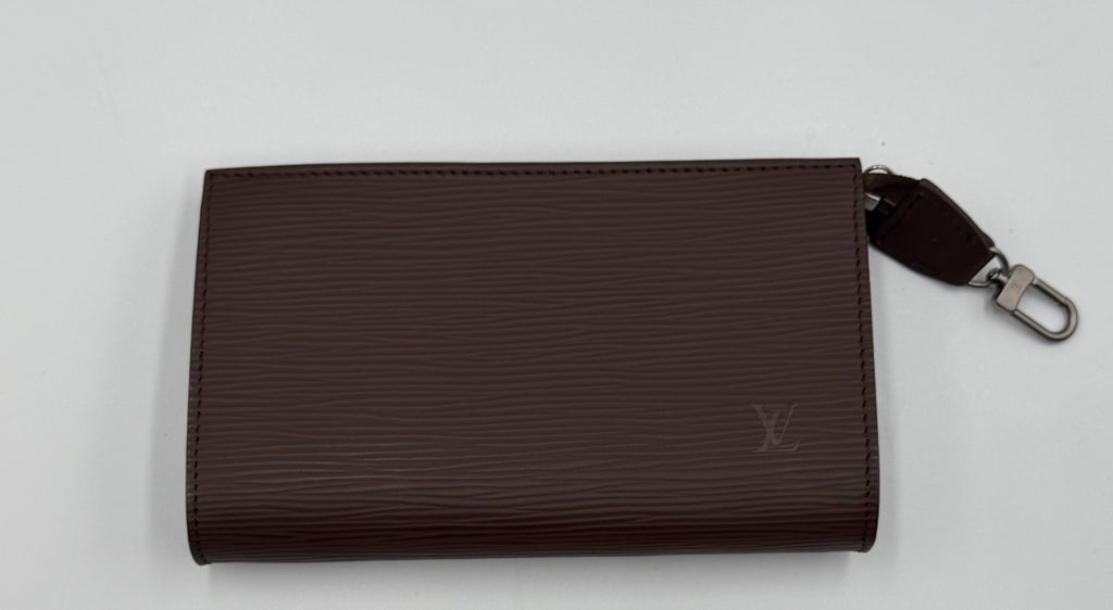 Authentic Louis Vuitton Brown Epi Leather Pochette Accessoires Bag Women's