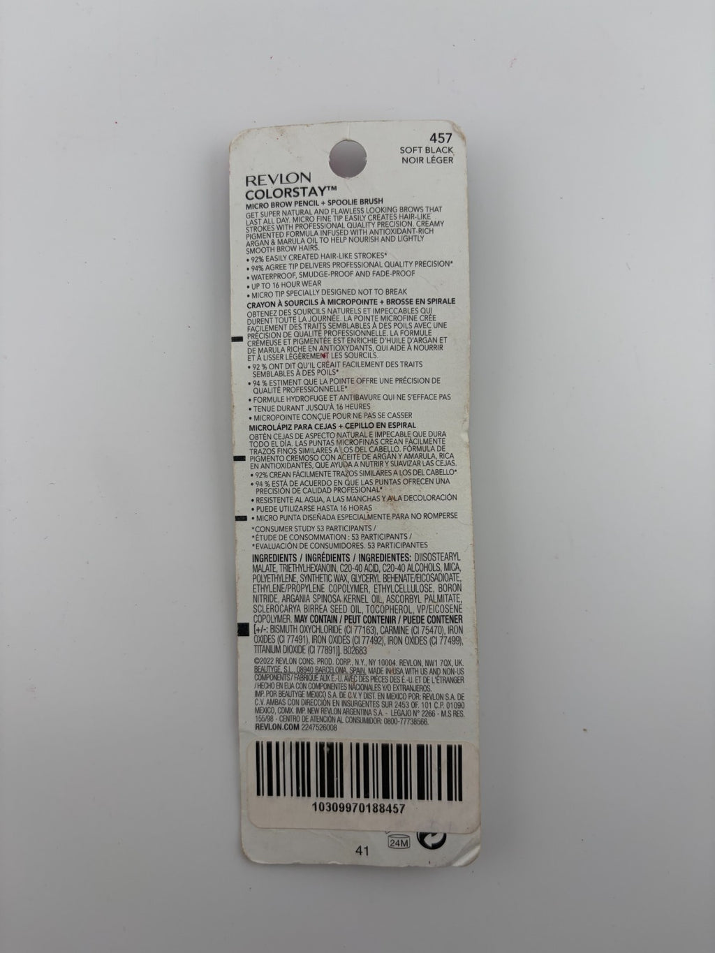 Revlon ColorStay Micro Waterproof & Long Wearing Eyebrow Pencil #457 Soft Black