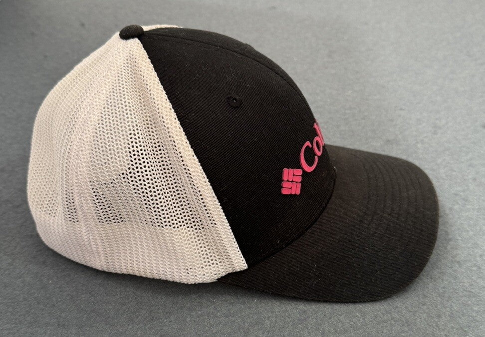 Columbia Unisex Small/Medium Black & White hat With Pink Logo Breast Cancer C1