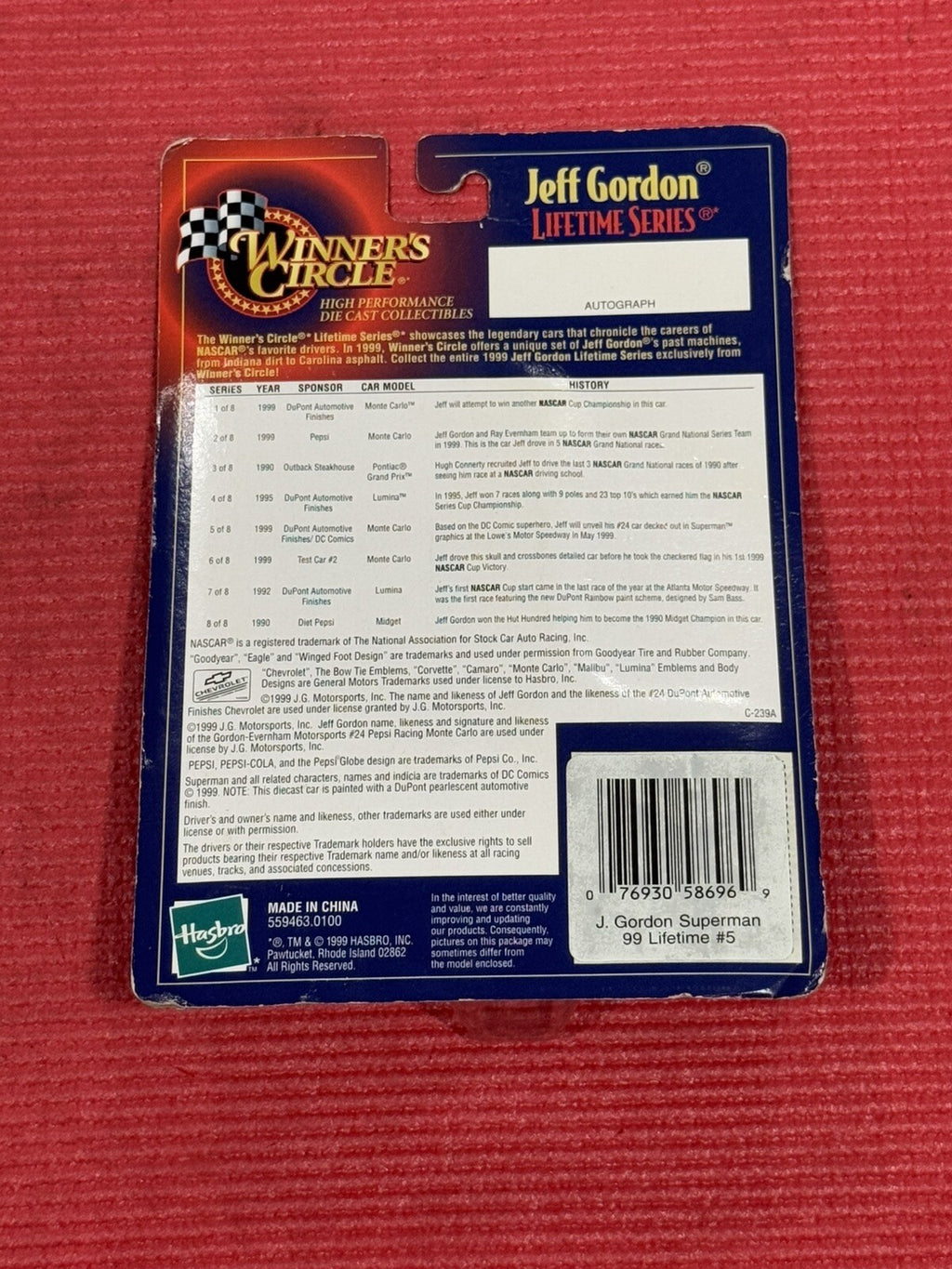NEW Winners Circle Jeff Gordon Superman Lifetime Series #5 of 8