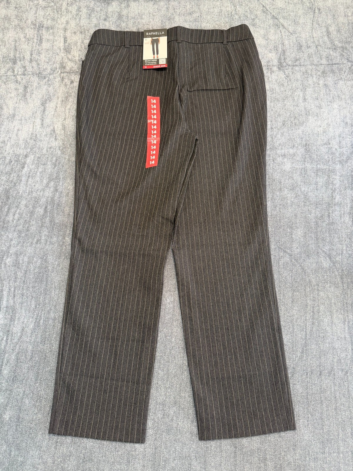 NWT Rafaella Pull-on Stretch Pants Women 14 Brown Graphite Stripe Classic Preppy