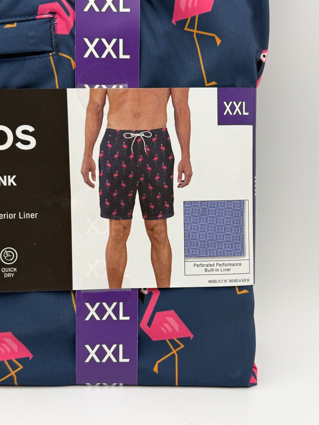 NWT Bonobos Swim Trunks Men's 2XL Blue Flamingo Print Drawstring Summer Beach