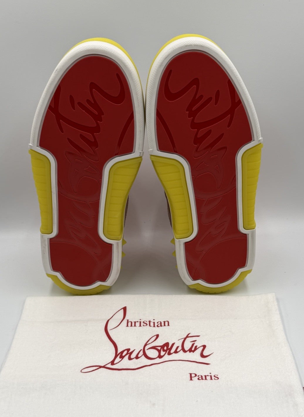 AUTHENTIC Christian Louboutin High Top Sneakers Red Sole Spikes Size 43 EU 10 US