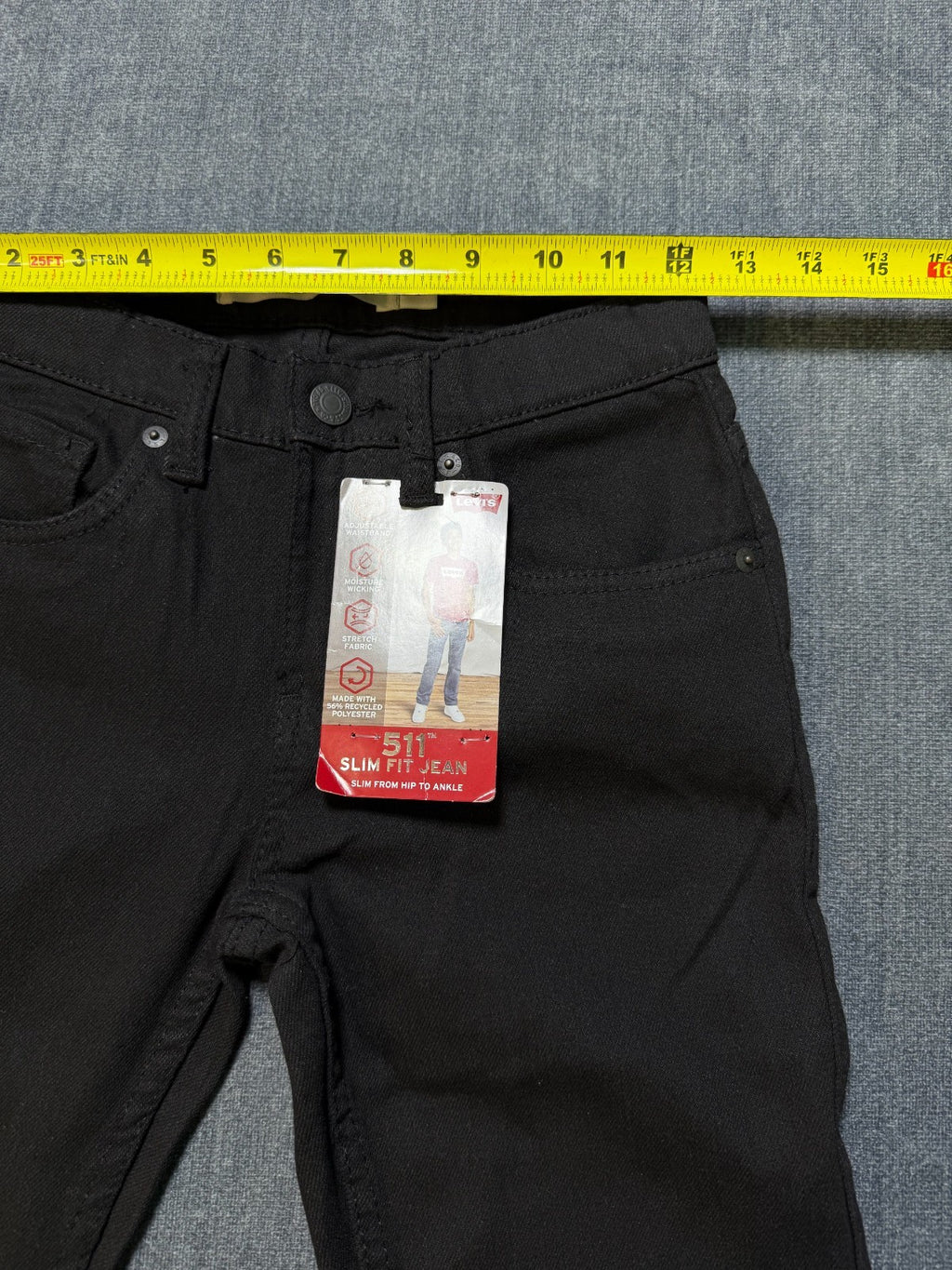 NWT Levi's 511 Slim Fit Performance Jeans Boys 10 Black Denim Stretch Straight