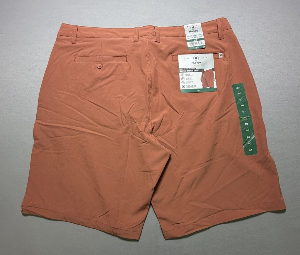 NWT Hurley All Day Hybrid Short Men's Size 40 Redwood Rust 4-Way Stretch Comfort