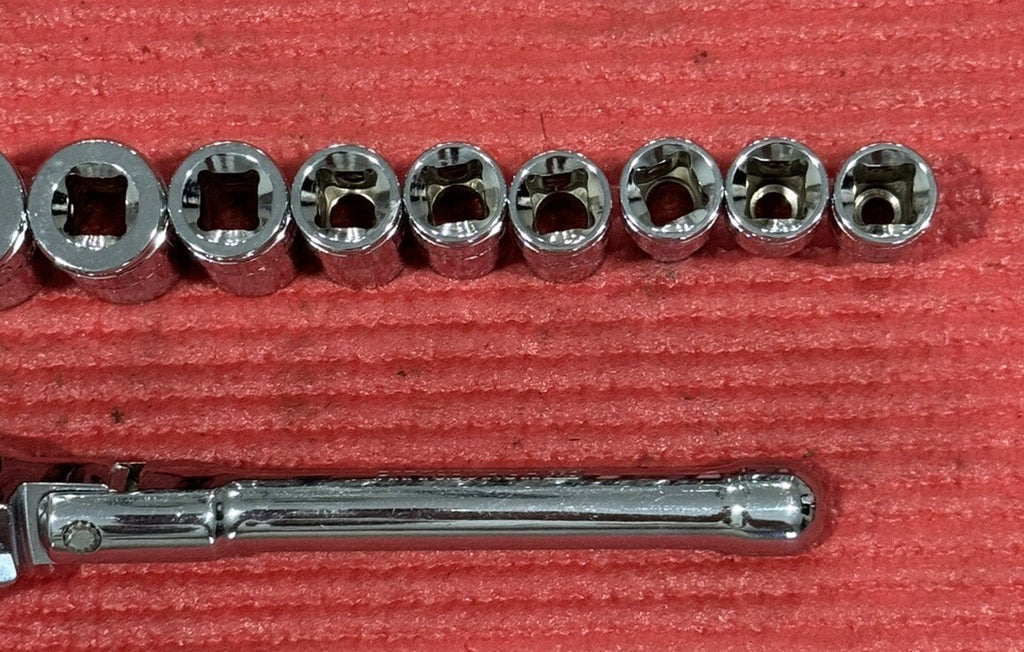 Pittsburgh Pro New 11pc Set 1/4” Drive Stubby Flex Ratchet & SAE Sockets 6pt Set