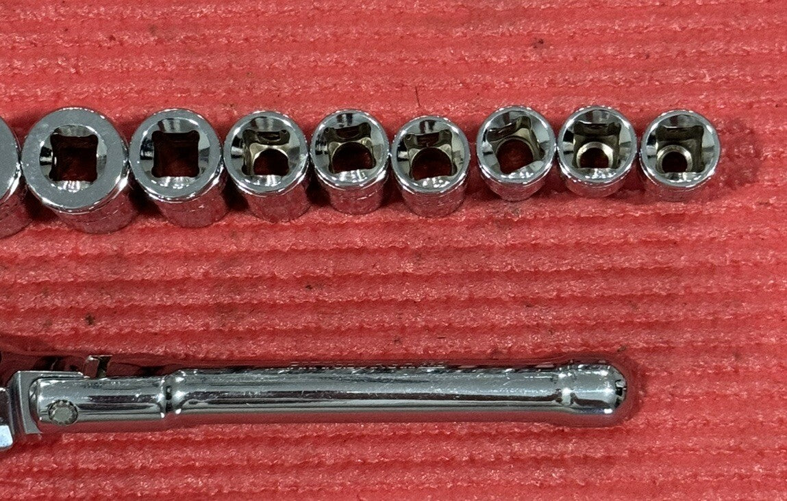 Pittsburgh Pro New 11pc Set 1/4” Drive Stubby Flex Ratchet & SAE Sockets 6pt Set