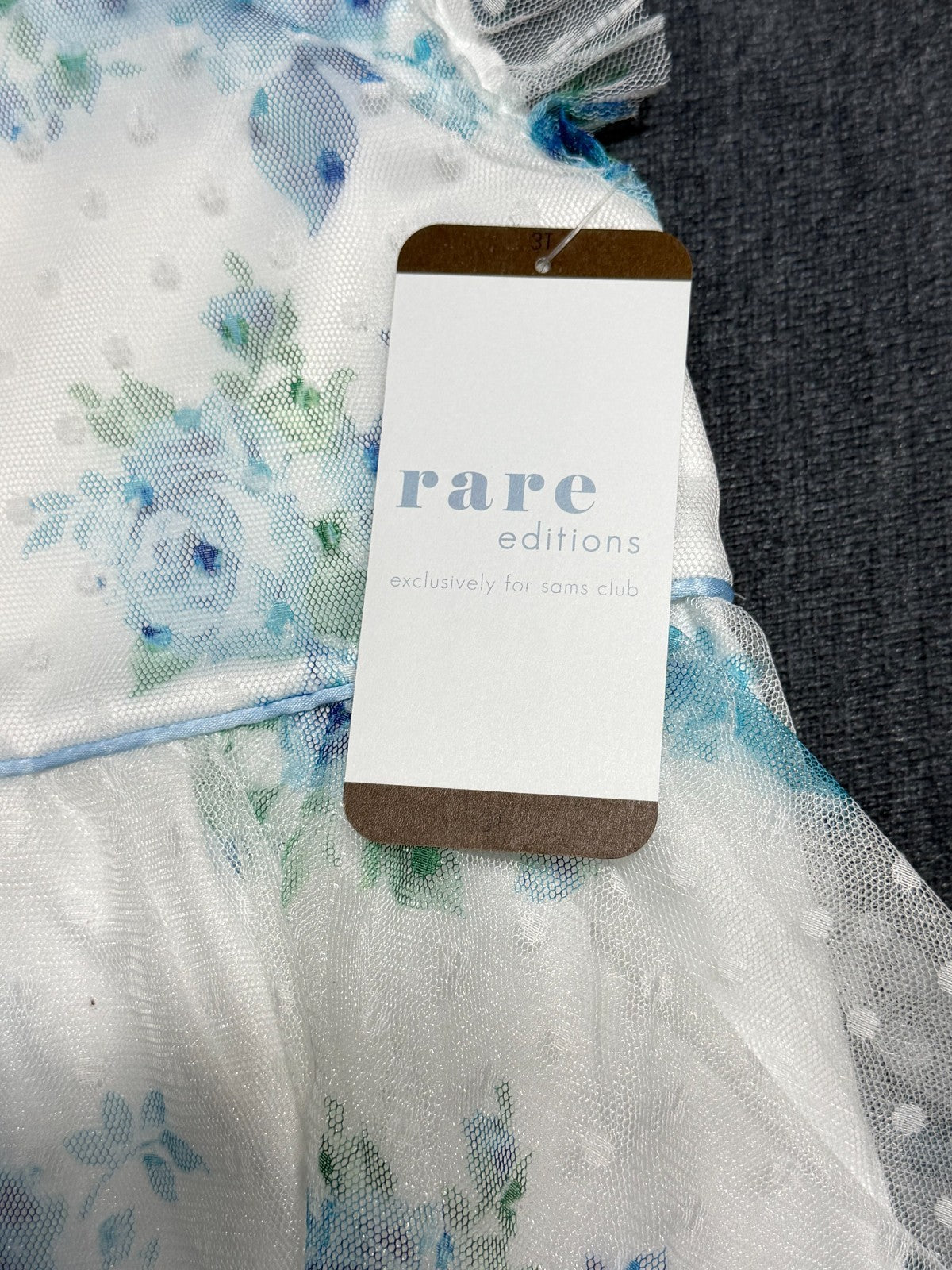 NWT Rare Editions Occasion Dress Toddler Girls 3T Blue Floral Boho Embroidered
