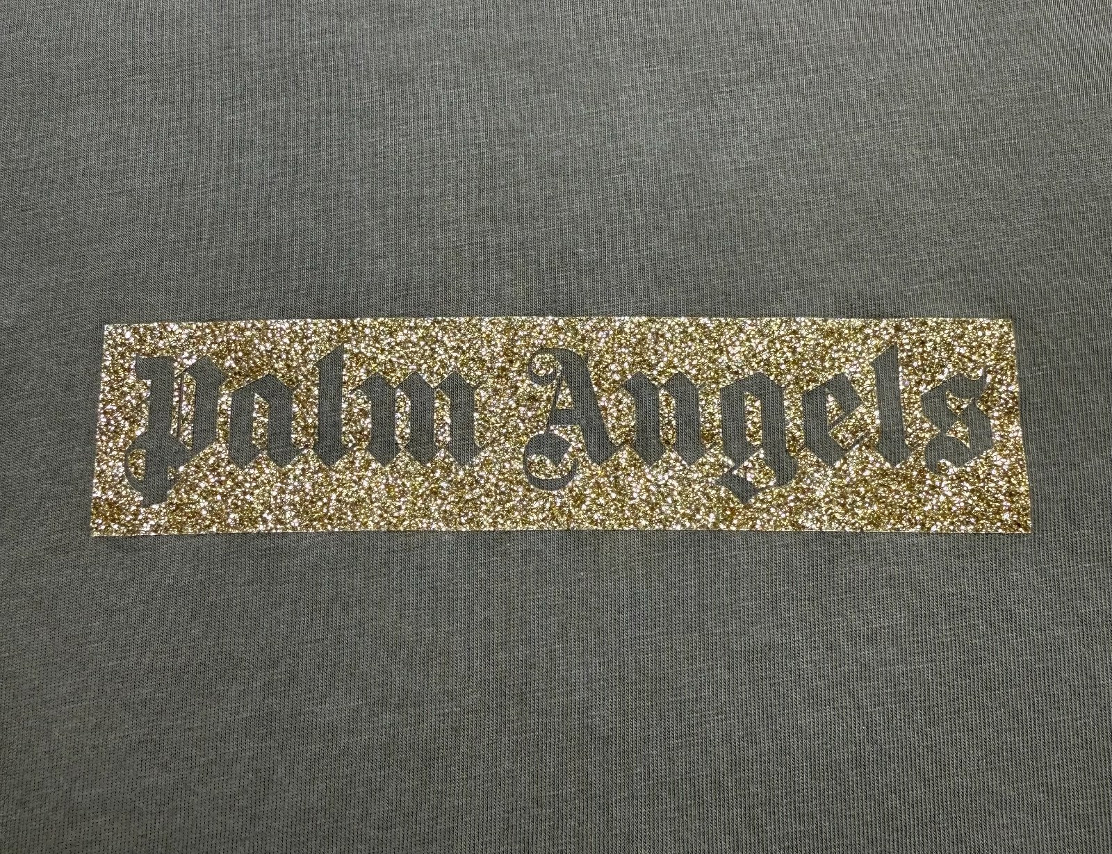 NWT Palm Angels T-Shirt Men's Large Olive Green Logo Short Sleeve Crew Neck