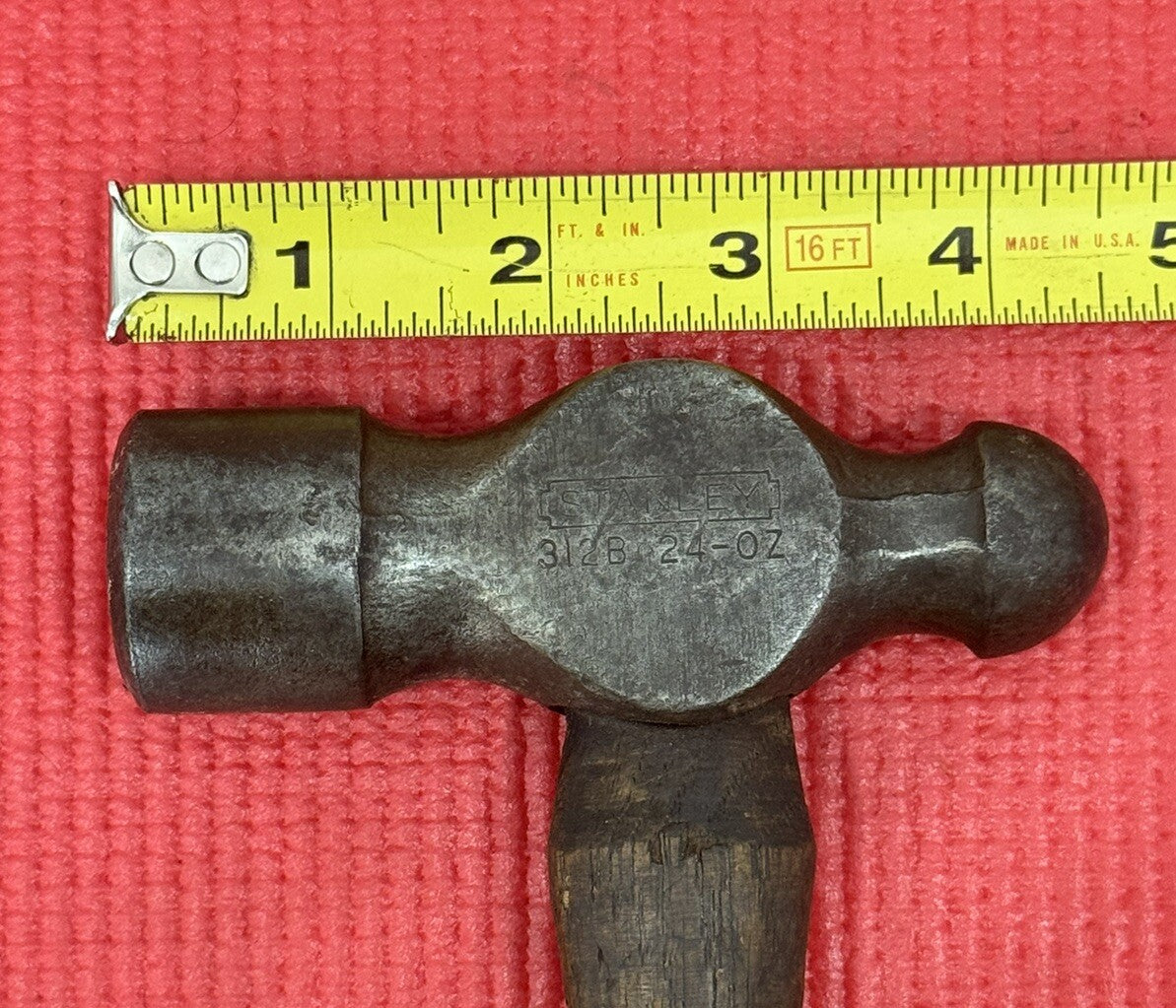 Vintage Stanley No.312B ~ 24 Oz Ball Peen Hammer W/Og Handle Made In USA