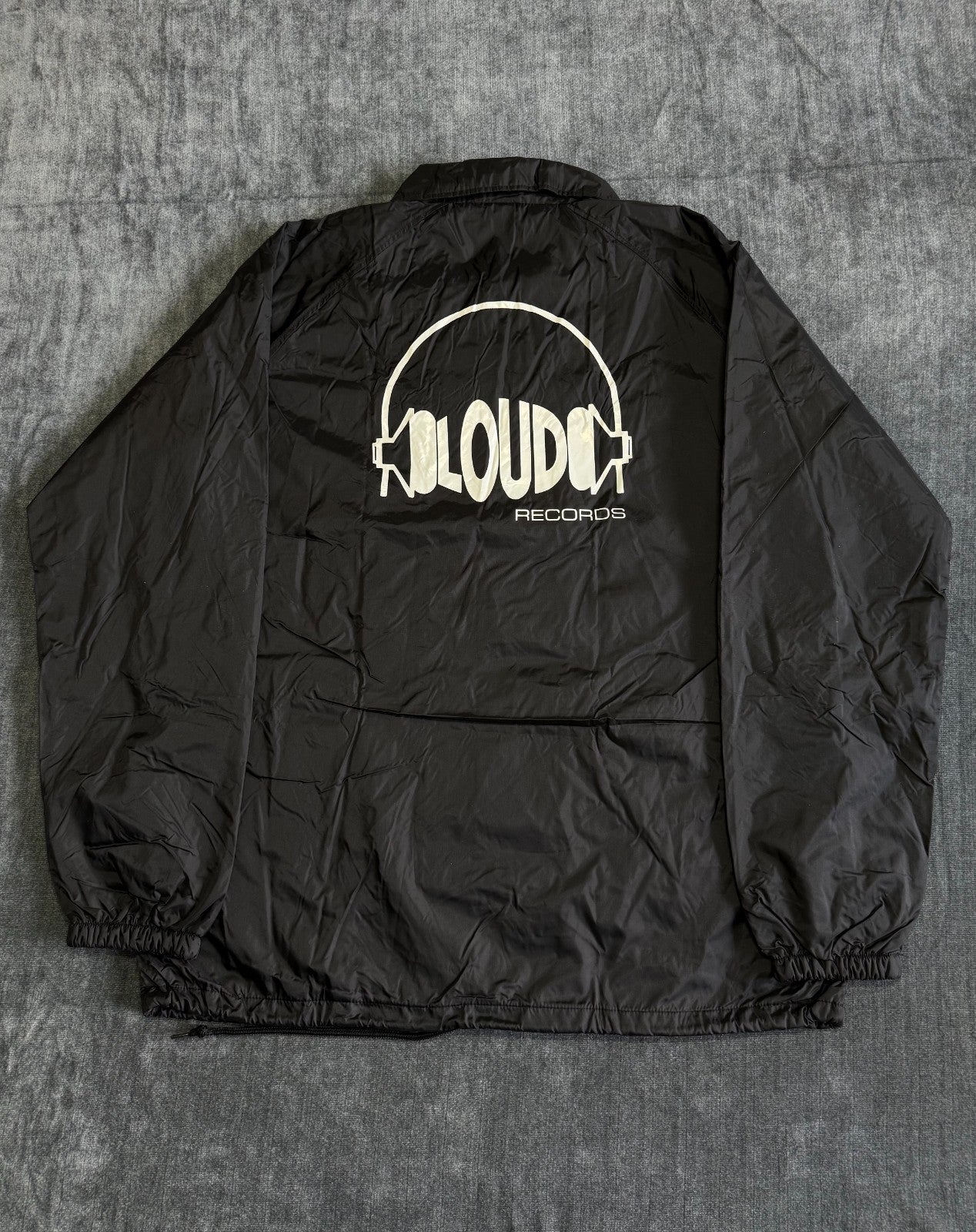 The Thread Shop Loud Records Coaches Jacket Mens 2X Black Long Sleeve 100% Nylon