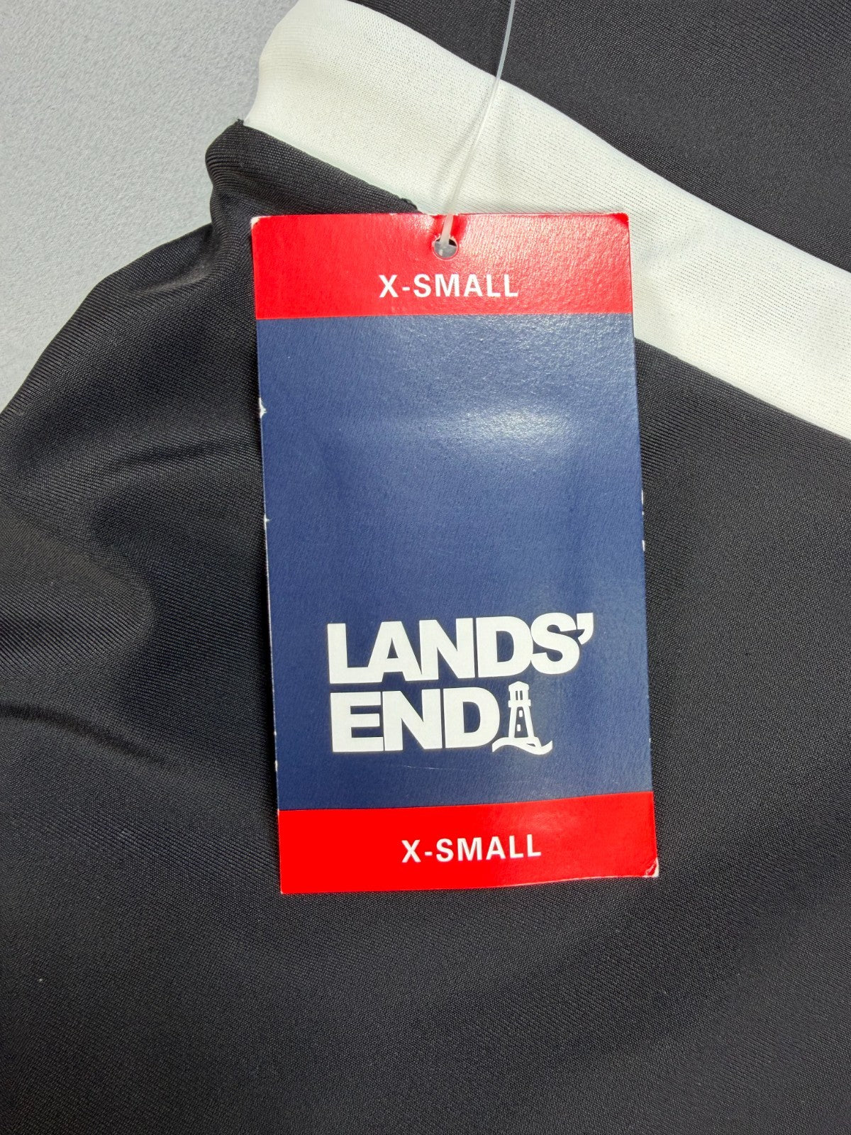 NWT Lands' End Zip Front Swim Dress Women's XS Black White Sleeveless Beach Gear