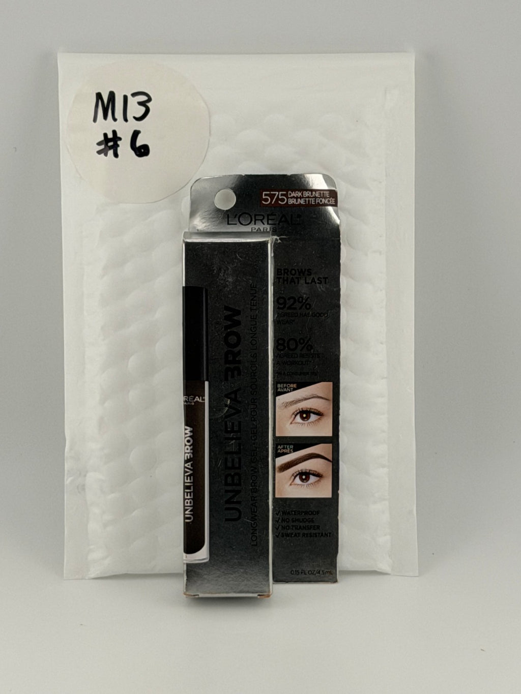 L'Oreal Paris Unbelieva-Brow Longwear Brow Gel, 575 Dark Brunette - 0.15 fl. oz