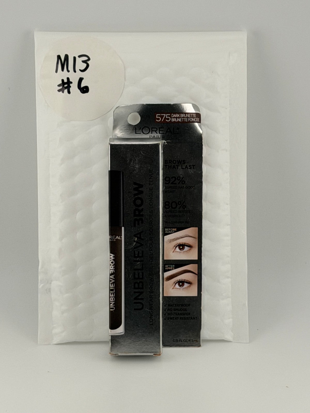 L'Oreal Paris Unbelieva-Brow Longwear Brow Gel, 575 Dark Brunette - 0.15 fl. oz