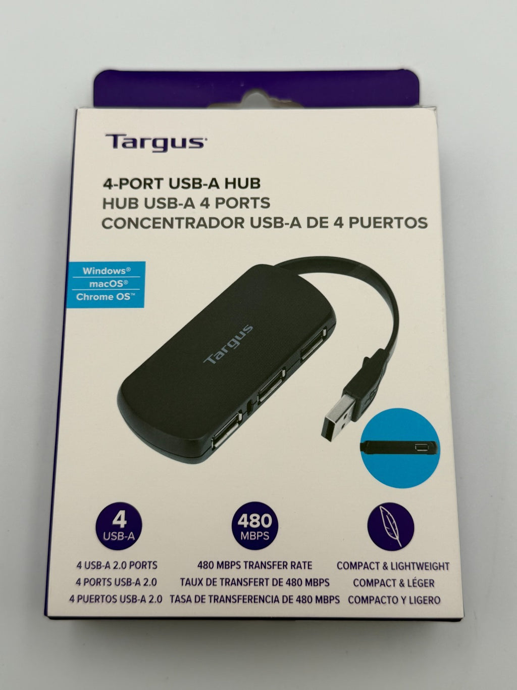 Targus ACH214 Black High-Speed PC & MAC Compatibility Portable 4-Port USB Hub