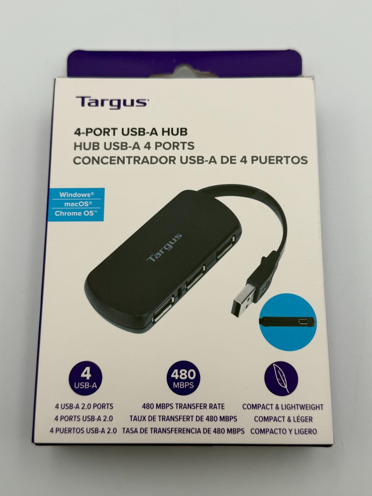 Targus ACH214 Black High-Speed PC & MAC Compatibility Portable 4-Port USB Hub