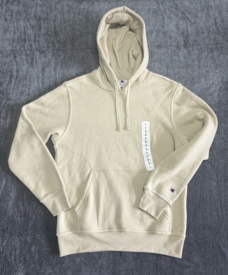 Champion Beige Fleece Pullover Hoodie Men's Size Small | NEW!