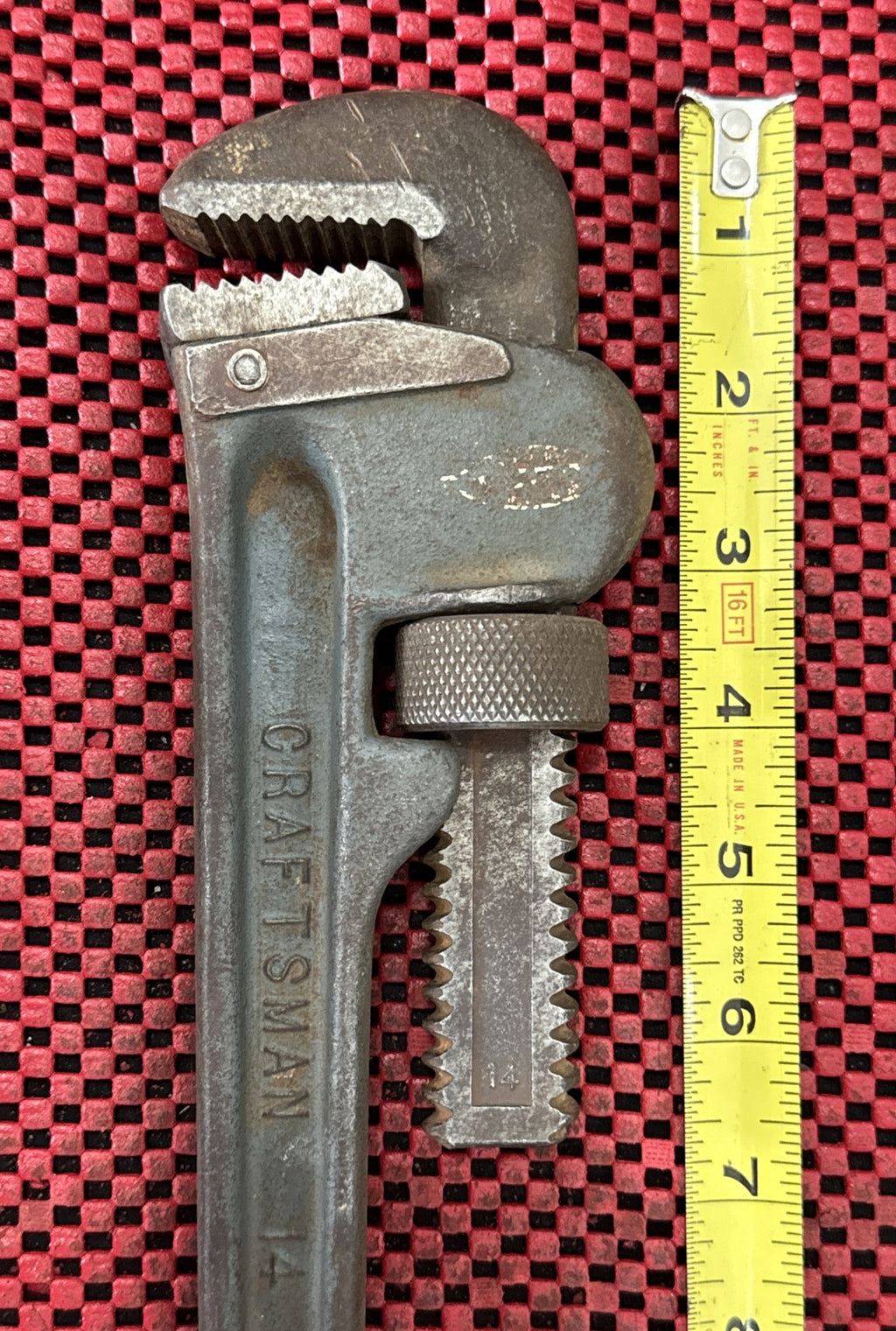 Vintage 1950's Craftsman 14" Pipe Wrench -heavy Duty Jaw Teeth Made In USA Rare