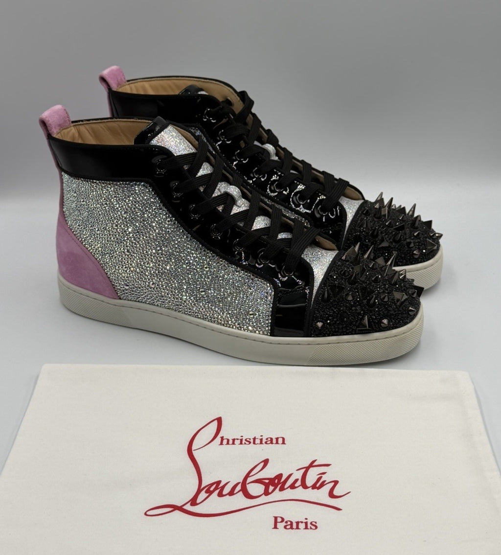 CHRISTIAN LOUBOUTIN Louis Strass Sneakers Pink High Swarovski Size 43 EU, 10 US