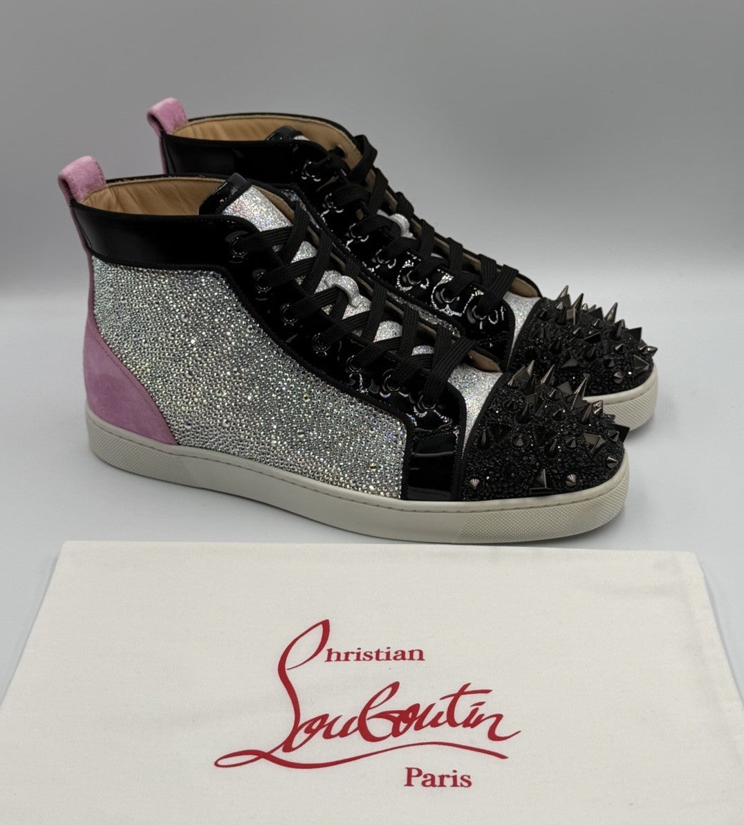 CHRISTIAN LOUBOUTIN Louis Strass Sneakers Pink High Swarovski Size 43 EU, 10 US