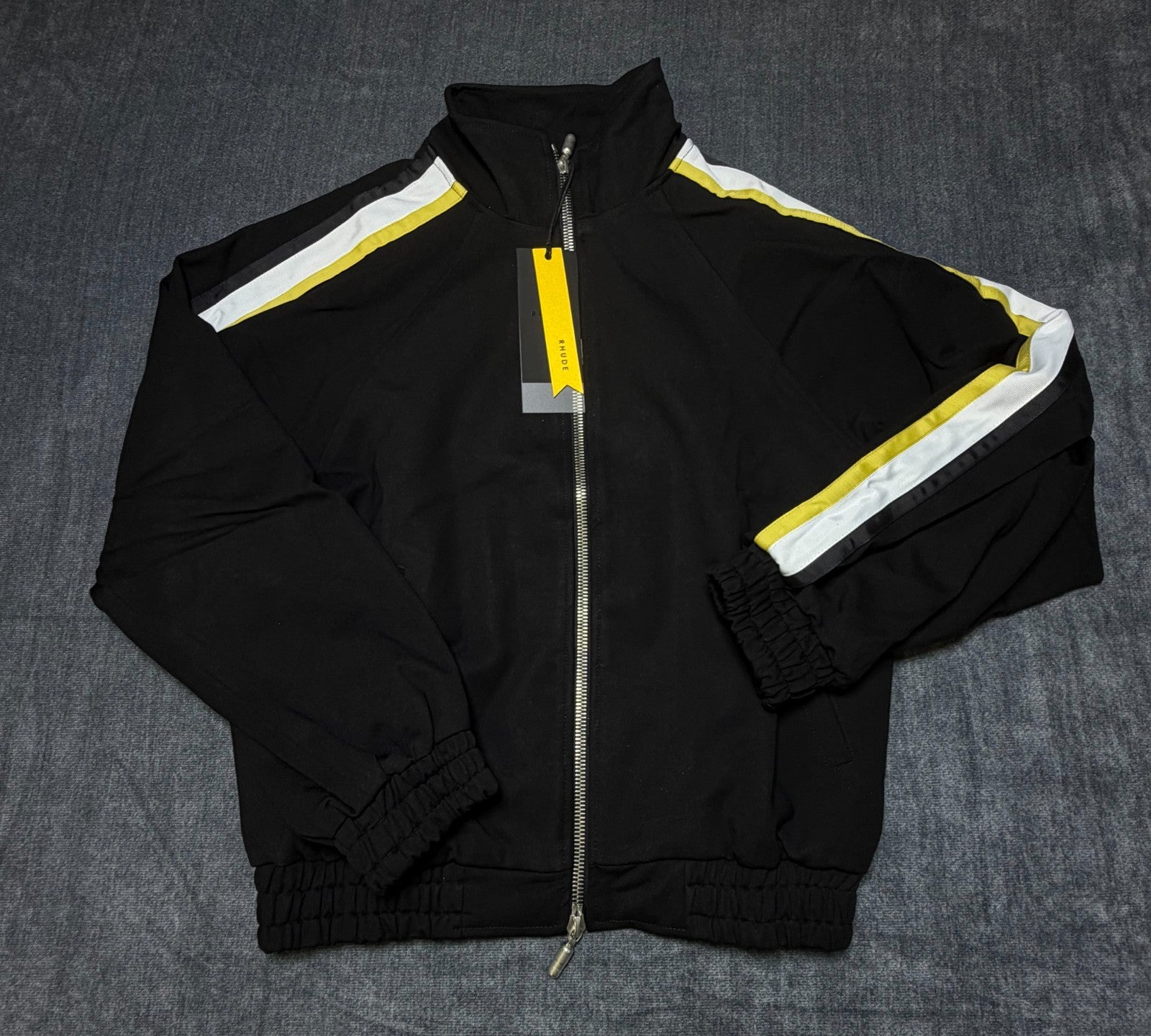 NWT Rhude Traxedo Jacket Men's Medium Black Full-Zip Long Sleeve Slash Pockets