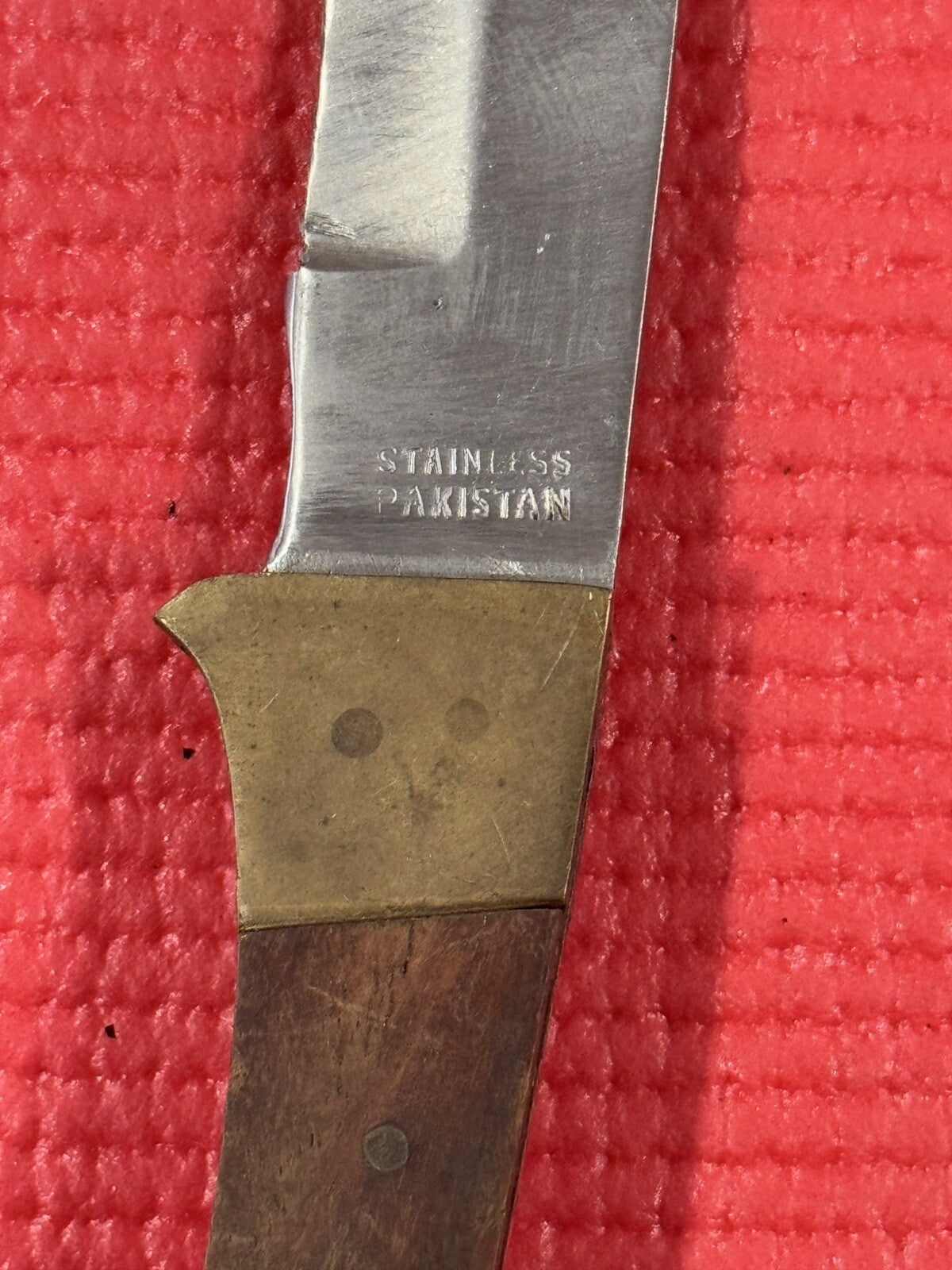 Vintage Single Folding Blade Pocket Knife 4"Pakistan Stainless Brass Wood Handle