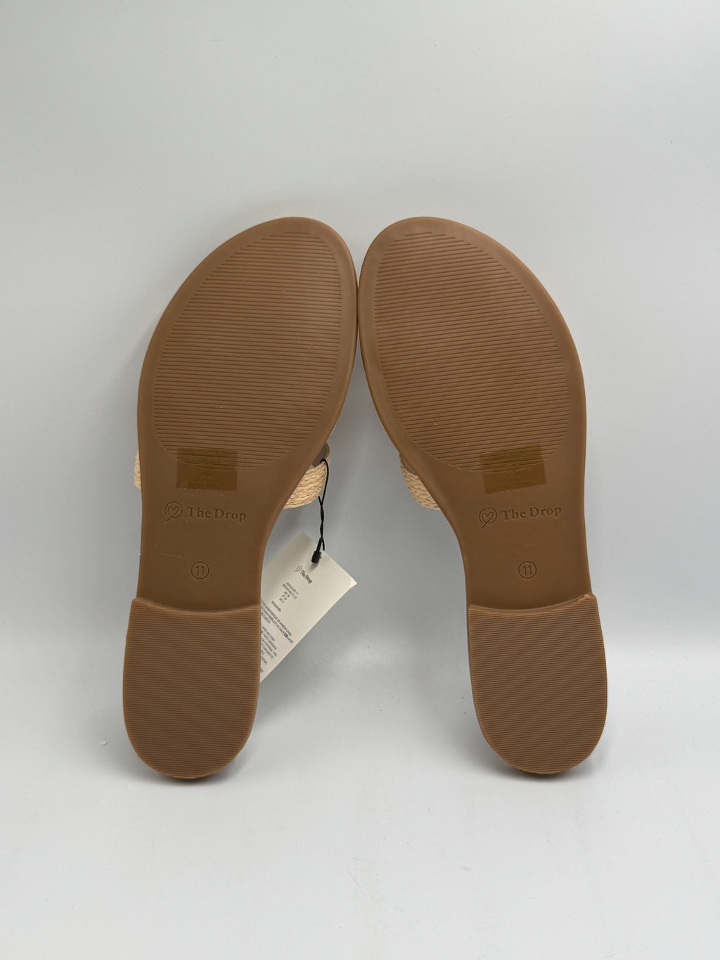 The Drop Monika Raffia Fashion Slip On Flat H-Band Slide Sandals Women 11 Beige