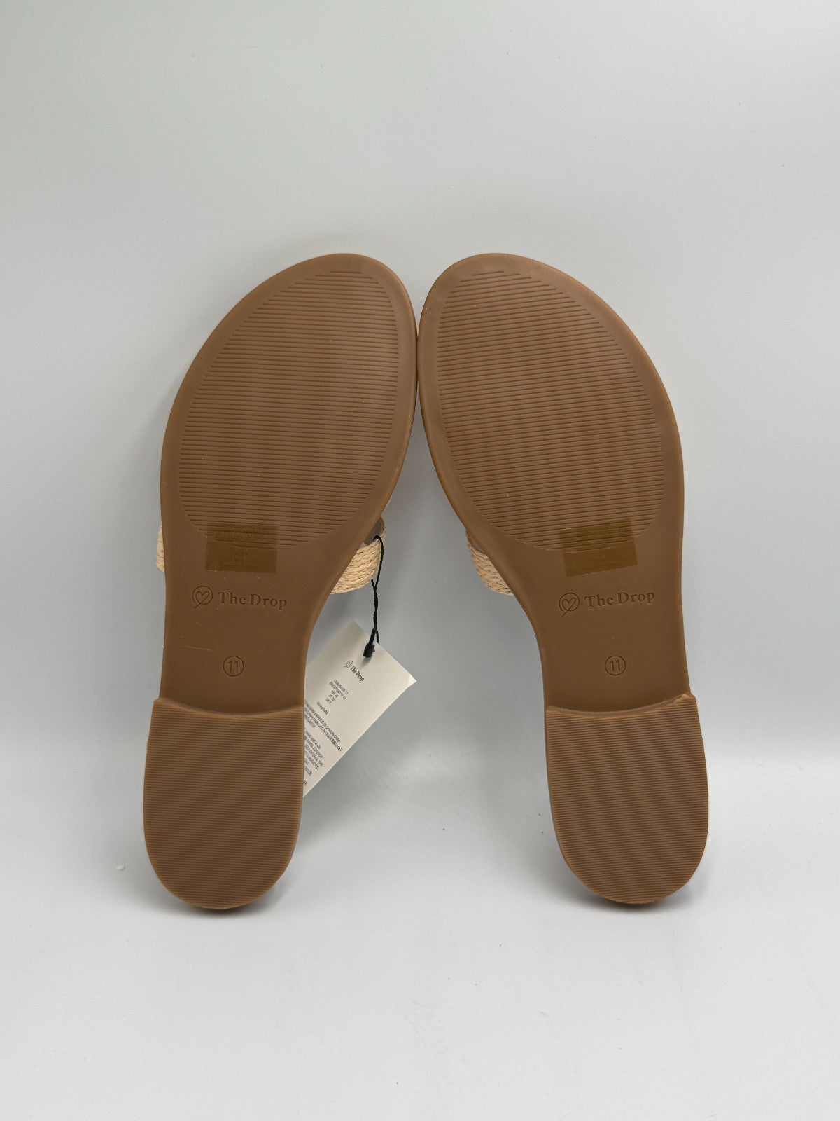 The Drop Monika Raffia Fashion Slip On Flat H-Band Slide Sandals Women 11 Beige