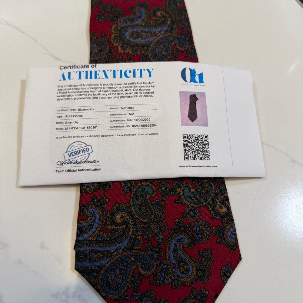 Givenchy Paisley Red and Blue Tie