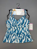 NWT Anne Cole Tankini Swim Top Womens Small Turquoise White UPF 50+ Summer Beach