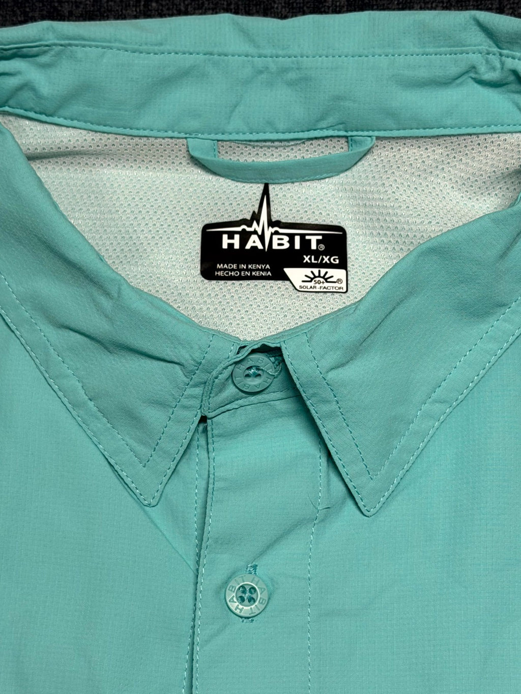Habit Fourche Mountain River Guide Fishing Shirt Men's X-Large Aqua Green