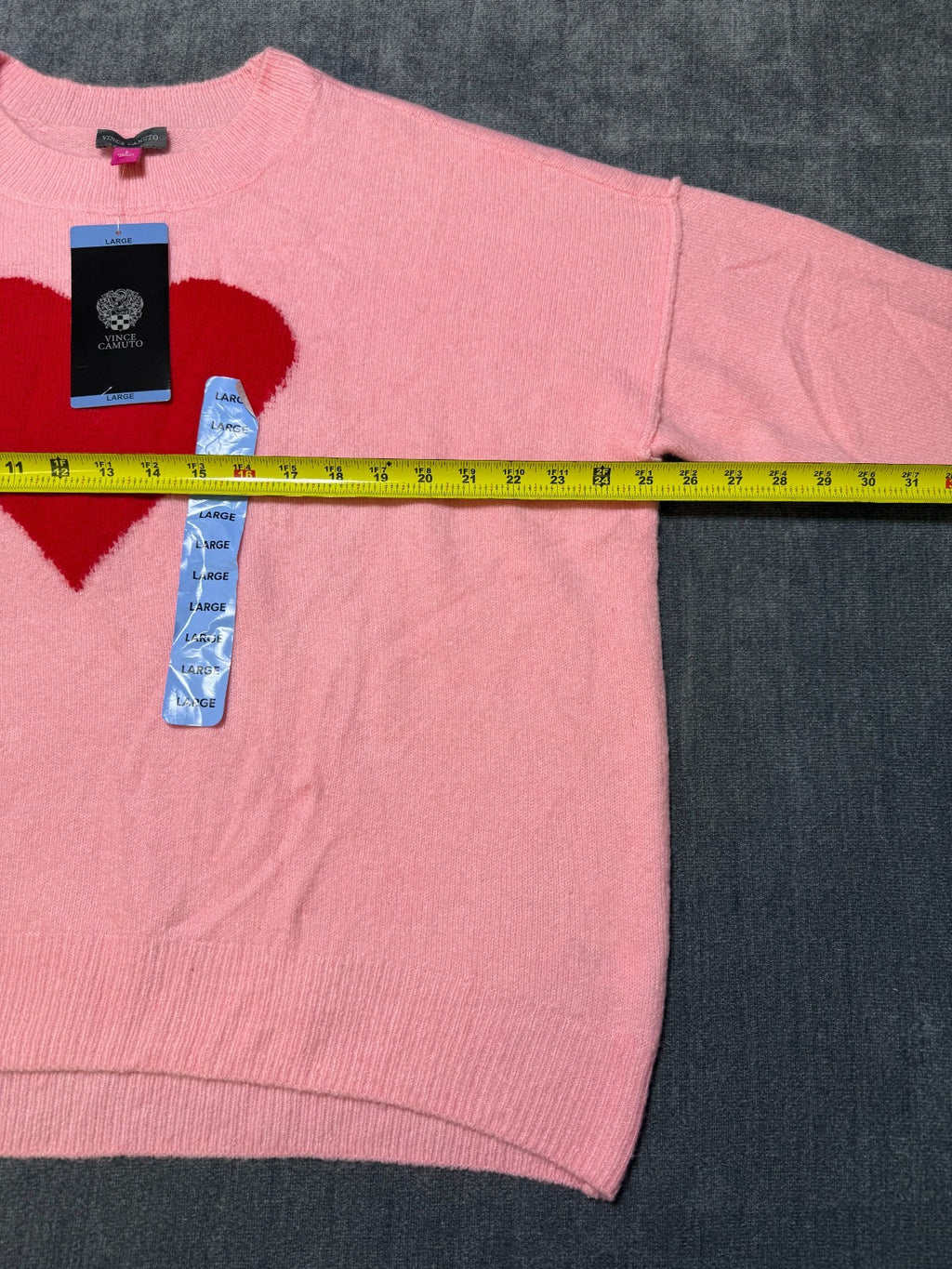 NWT Vince Camuto Valentine's Sweater Women's Large Pink Long Sleeve Pullover