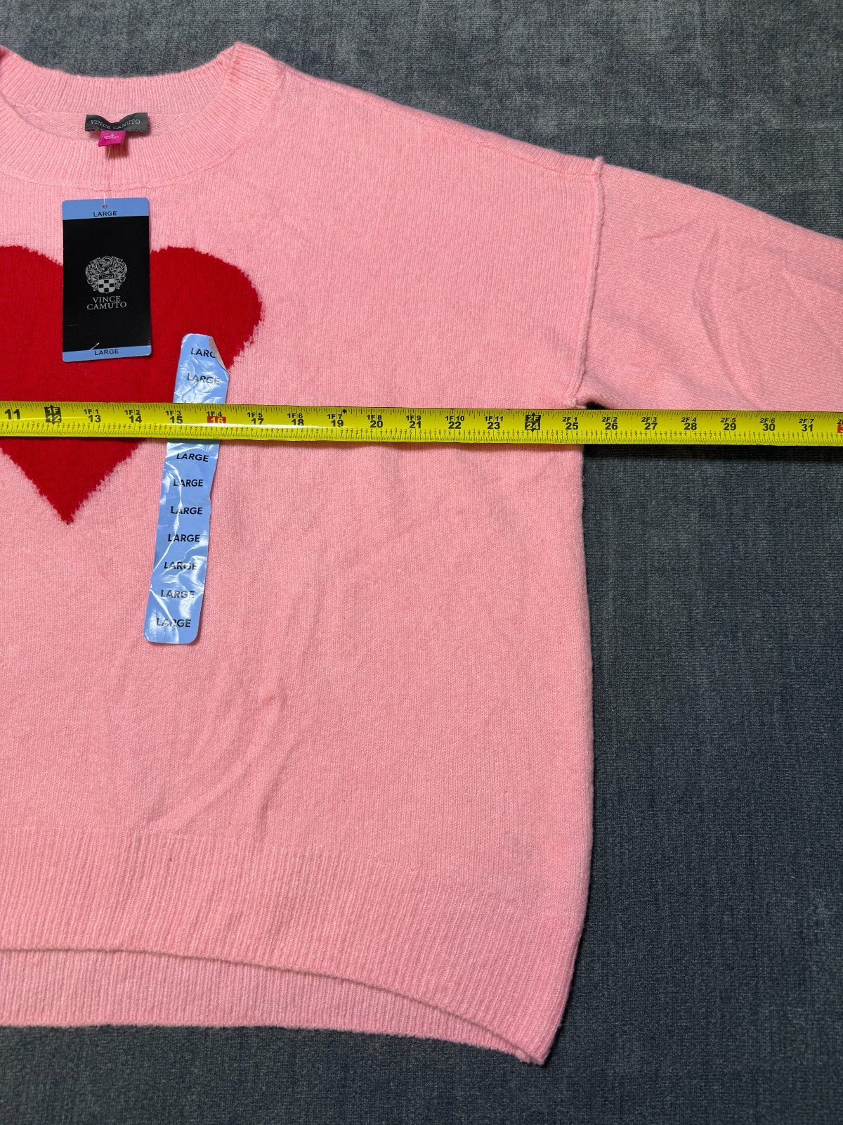 NWT Vince Camuto Valentine's Sweater Women's Large Pink Long Sleeve Pullover