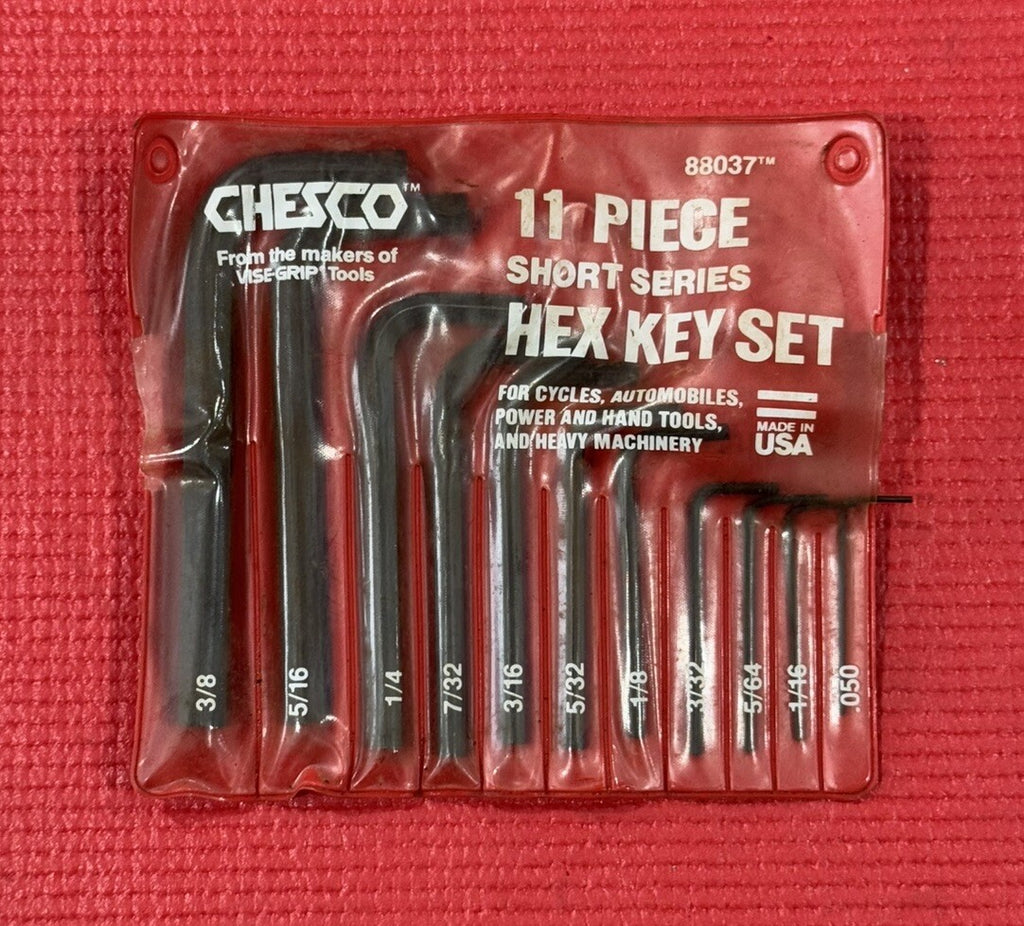 Chesco 88037 SAE 11 Pc Set Hex Key Set Short Series Made In USA