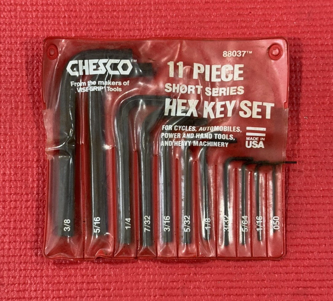 Chesco 88037 SAE 11 Pc Set Hex Key Set Short Series Made In USA