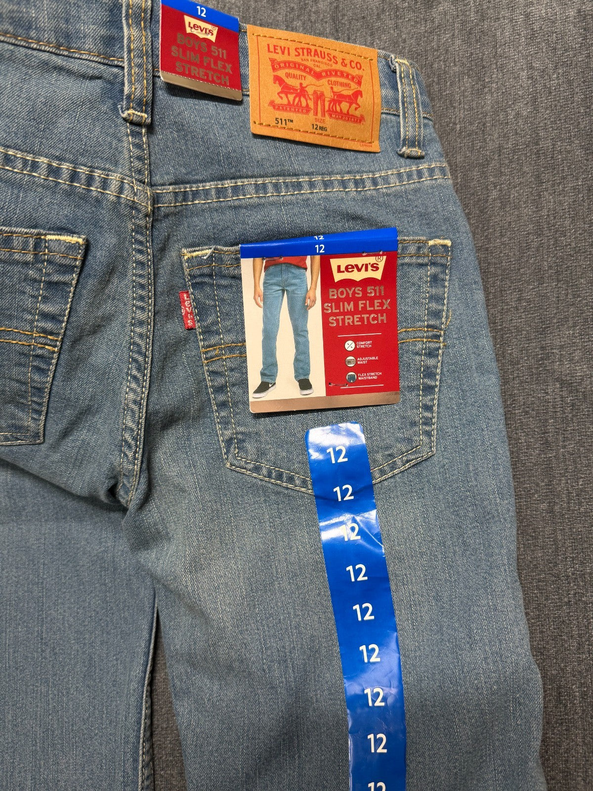 NWT Levi's 511 Slim Flex Stretch Jeans Boys 12 West Lake Comfort Stretch Pockets