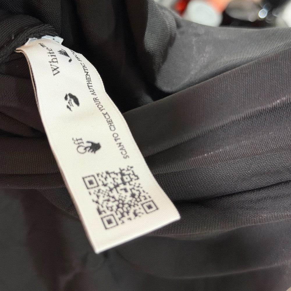 Off-White VI Crepe Drape Strapless Black Dress