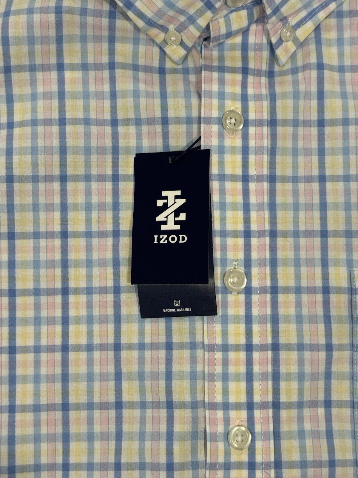 Izod NEW Comfort Sundress Men's Blue Plaid Button Shirt Big & Tall Size 2XL