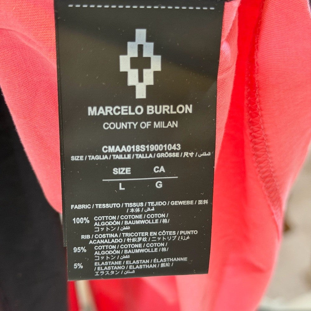 Marcelo Burlon - Black T-Shirt with Pink - double sleeve STAFF