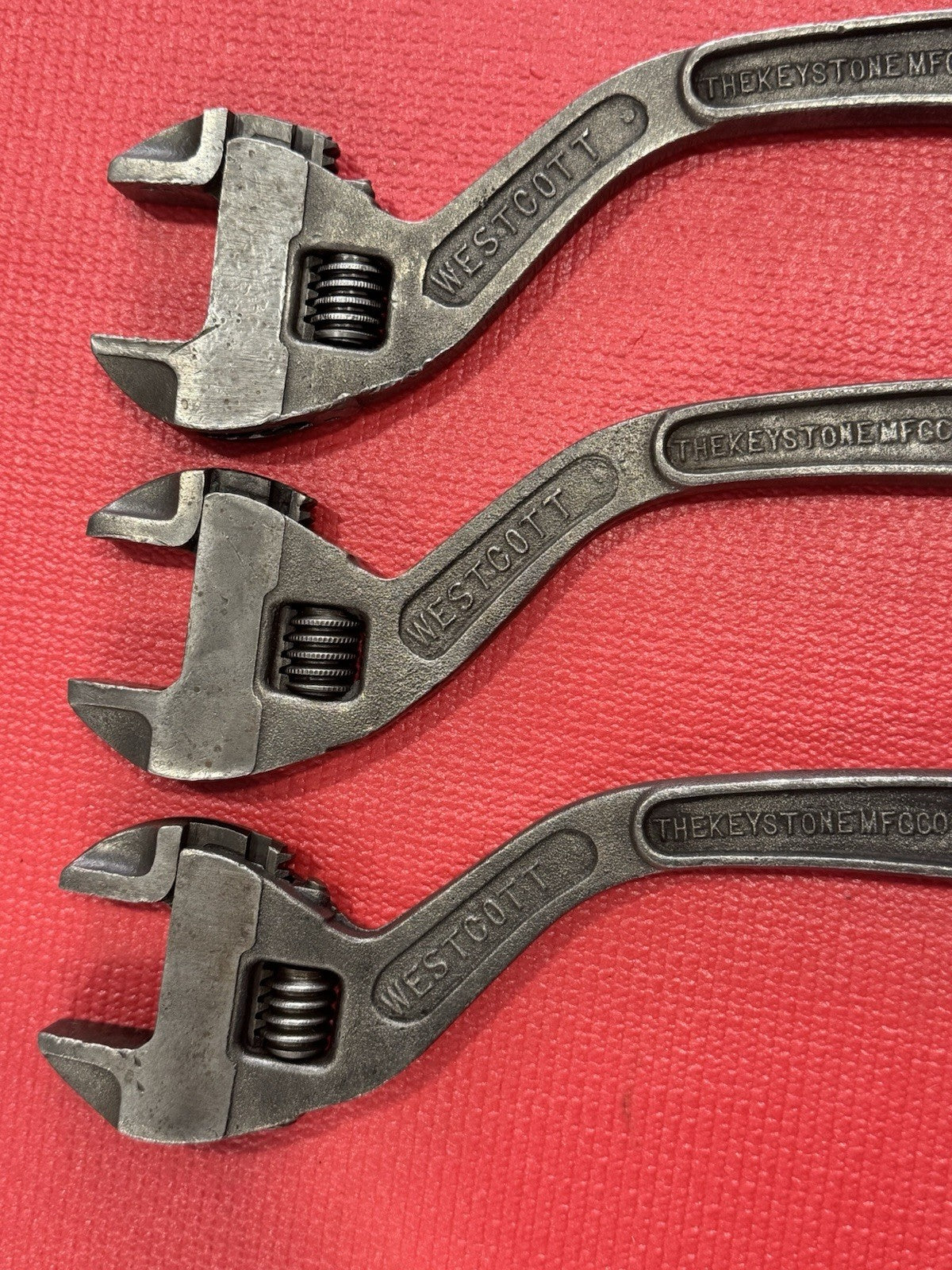 Westcott 10” No. 80 Adjustable Wrench Curved Handle Keystone MFG Buffalo 3pc Lot