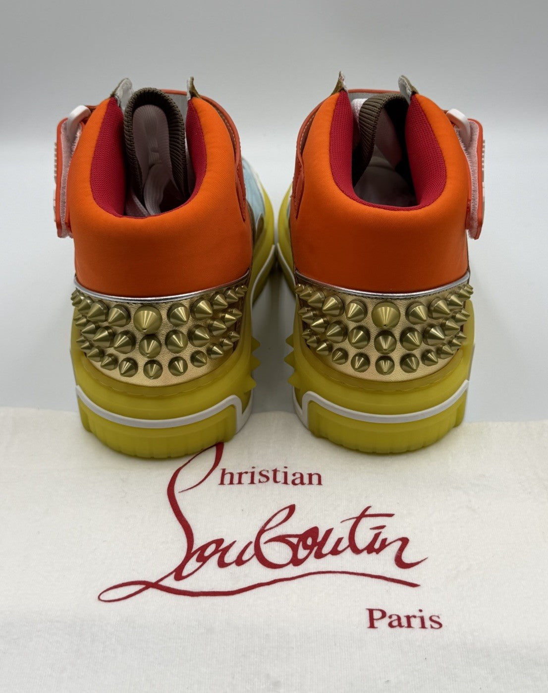 AUTHENTIC Christian Louboutin High Top Sneakers Red Sole Spikes Size 43 EU 10 US