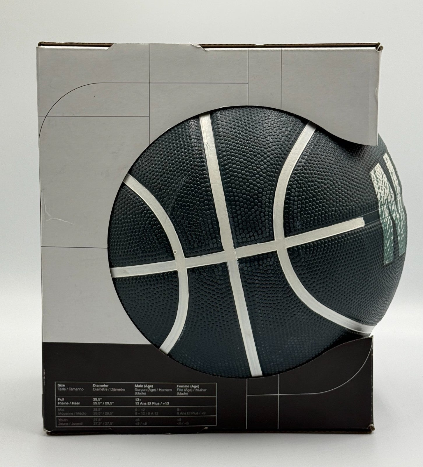New Nike Playground Basketball 29.5" Black Green Graphic Outdoor - Size 7