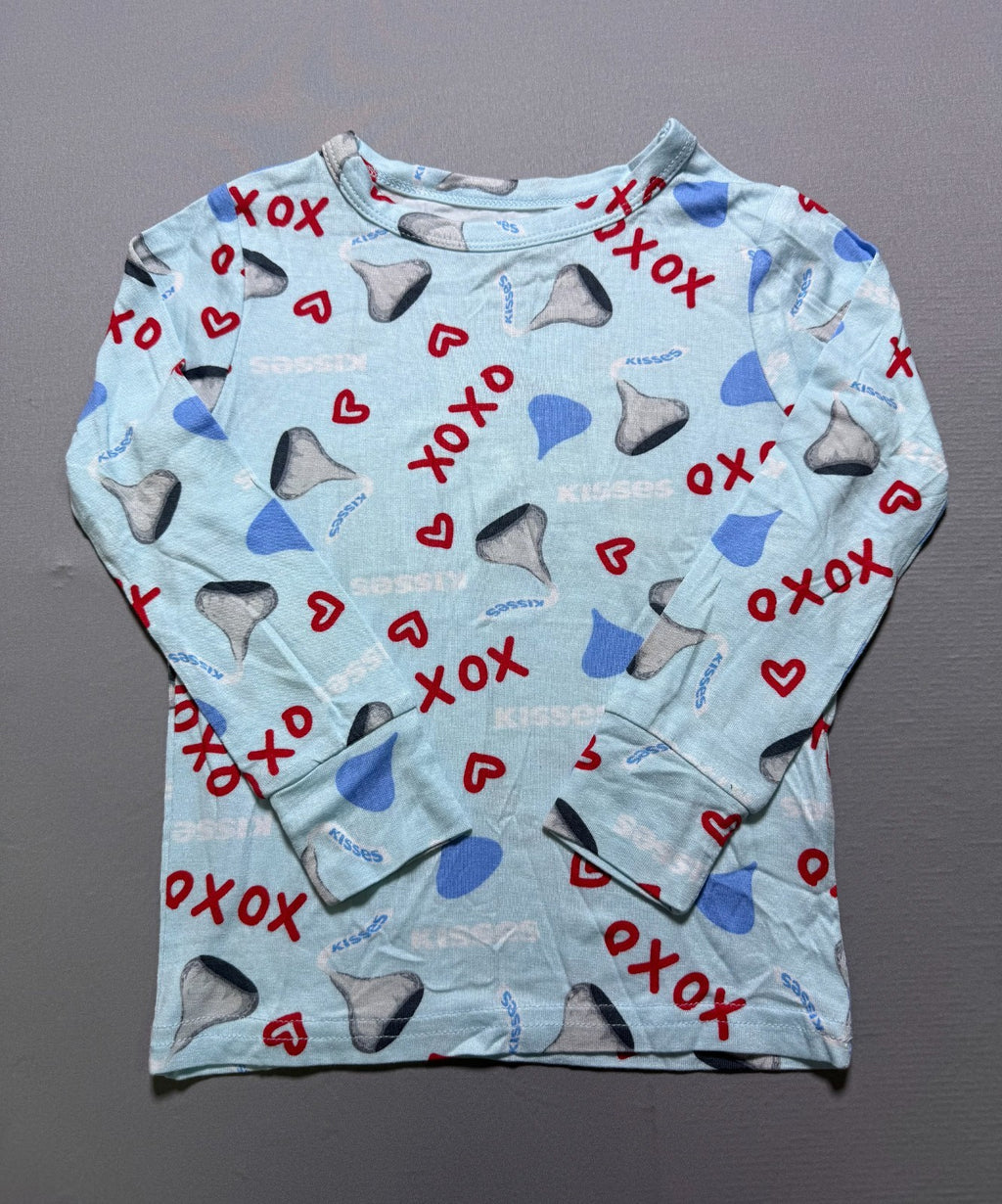 NWOT Hershey's Kisses Character Valentines Adorable 2-Piece Pajamas Kids 4 Blue