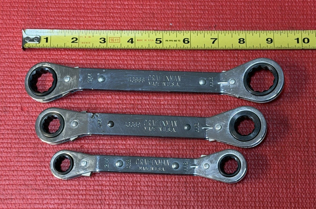 Craftsman Tools 3PC Metric Offset Box End Ratcheting Wrench Set 12MM-21MM USA