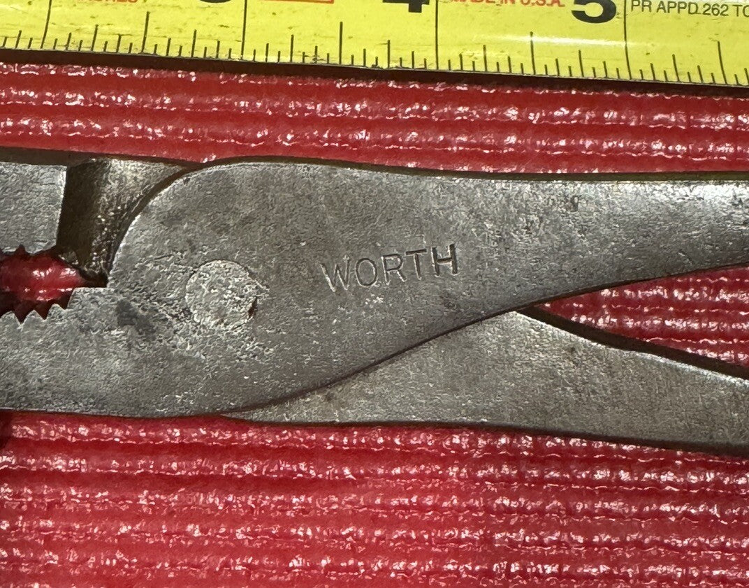 Vintage Worth Tools 10” Gas Pliers Gripping Plier STEEL Made In USA RARE N3