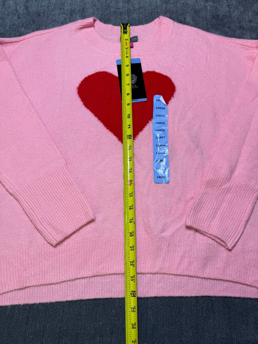 NWT Vince Camuto Valentine's Sweater Women's Large Pink Long Sleeve Pullover