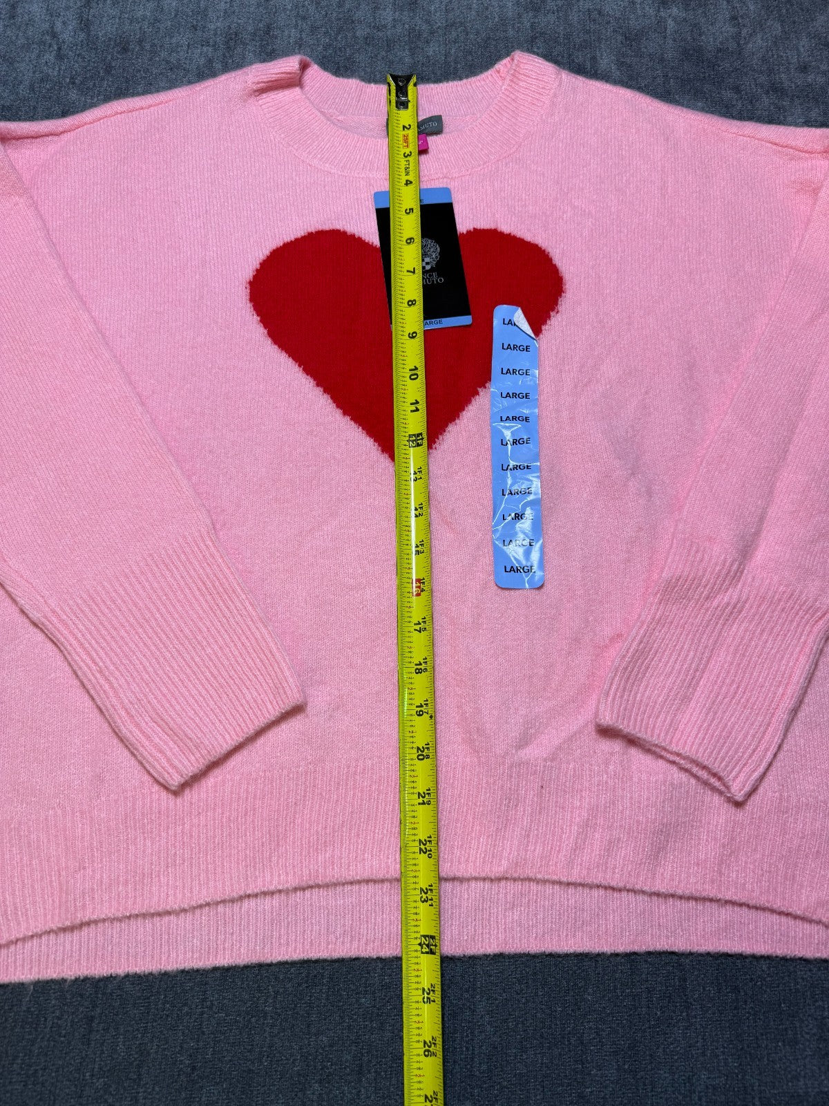 NWT Vince Camuto Valentine's Sweater Women's Large Pink Long Sleeve Pullover