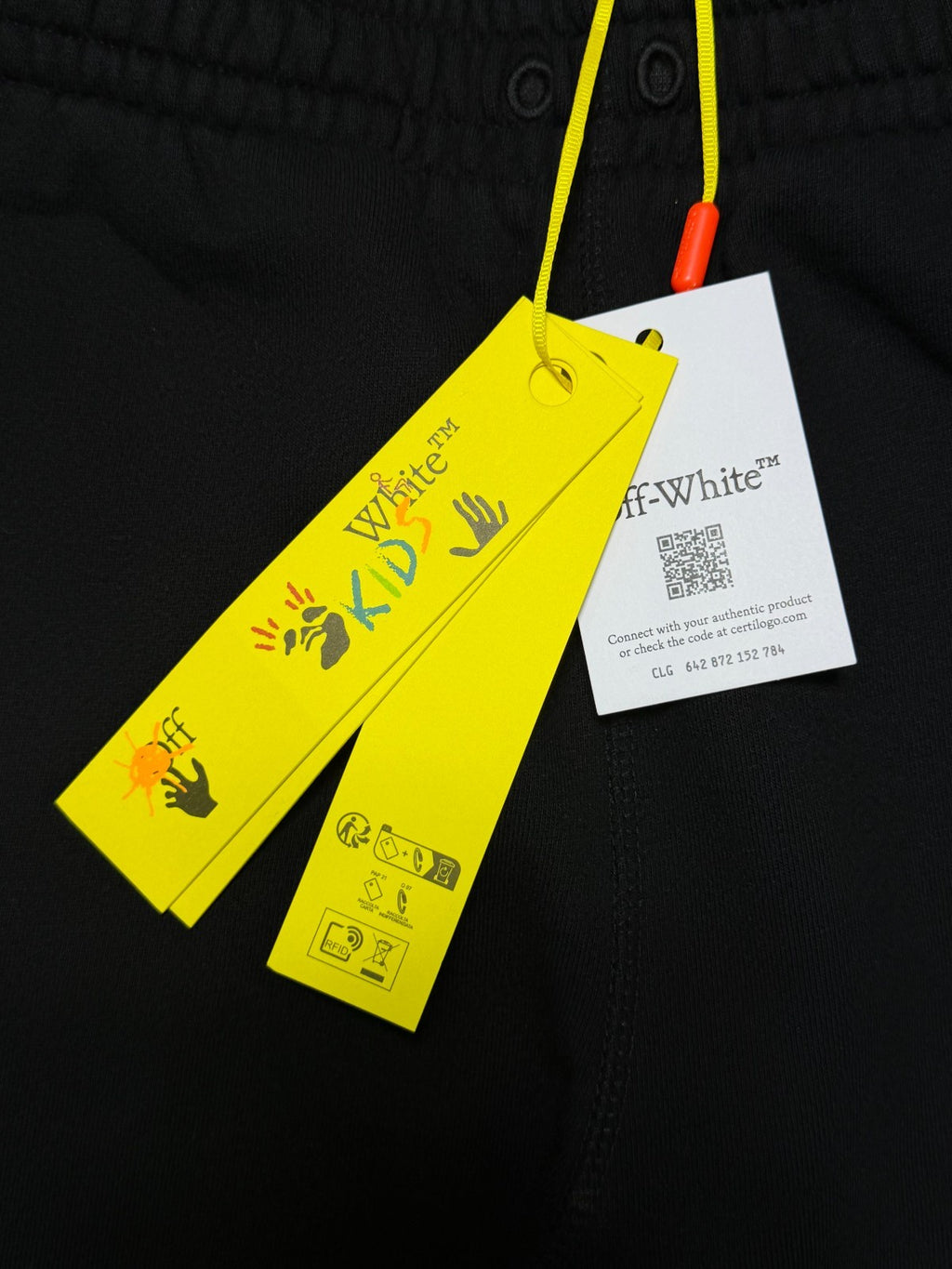 Off-White Stamp Plain Sweatpants Black Kids 12 Black Slash Pockets 100% Cotton