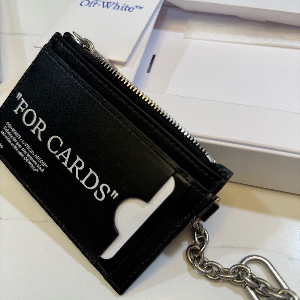 Off-White Black Card Holder with Chain